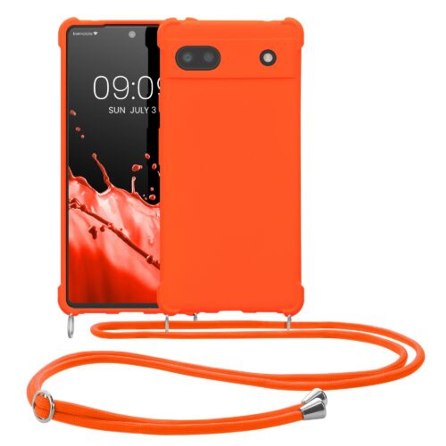 Husa Kwmobile pentru Google Pixel 6a, Silicon, Portocaliu, 58567.150 fotografia produsului
