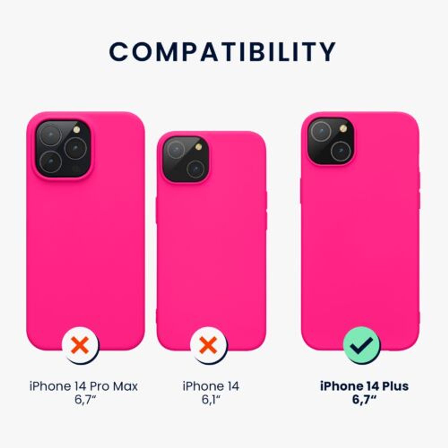 Husa Kwmobile pentru Apple iPhone 14 Plus, Silicon, Roz, 59080.77 fotografia produsului View 2 L