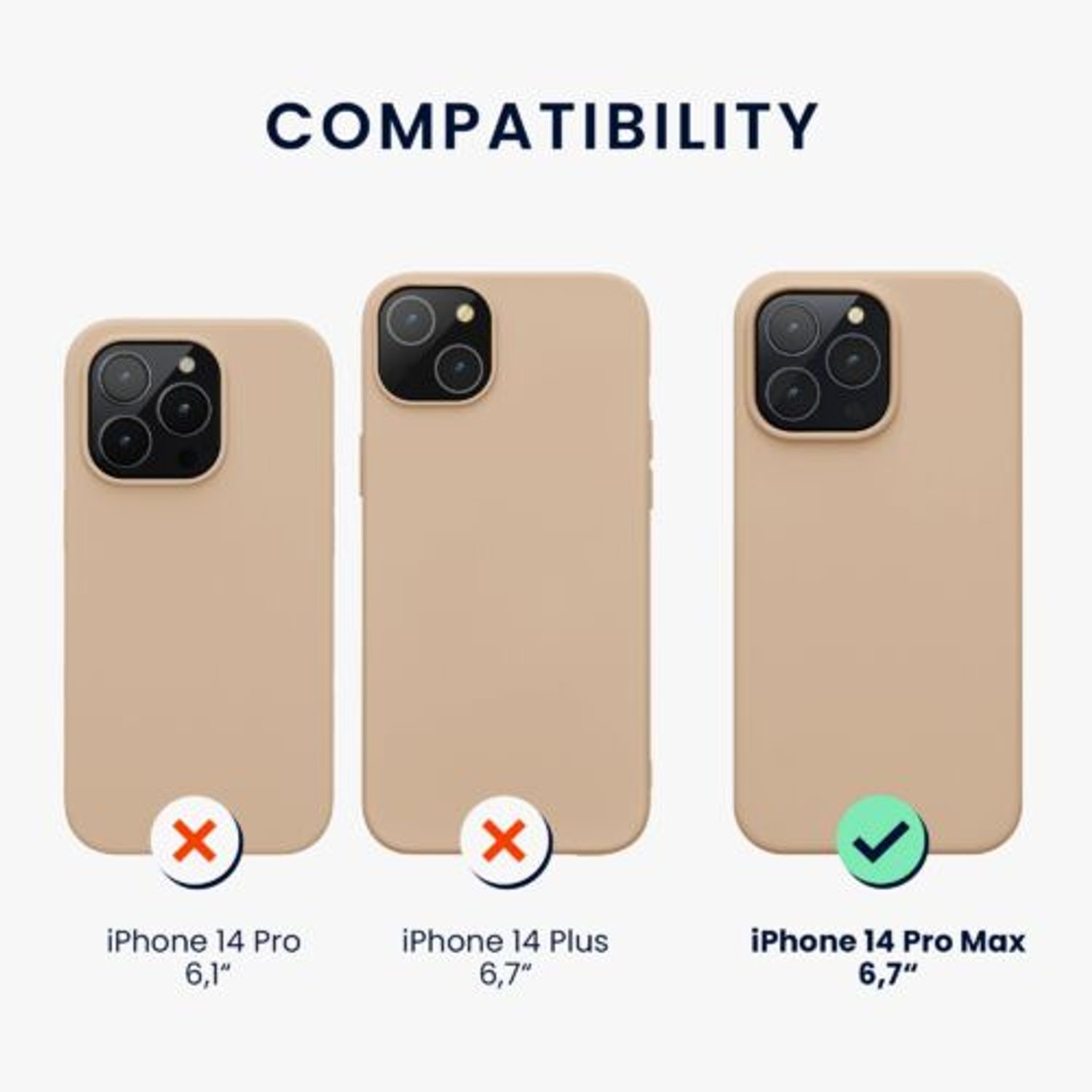 Husa Kwmobile pentru Apple iPhone 14 Pro Max, Silicon, Crem, 59074.154 fotografia produsului View 3 L