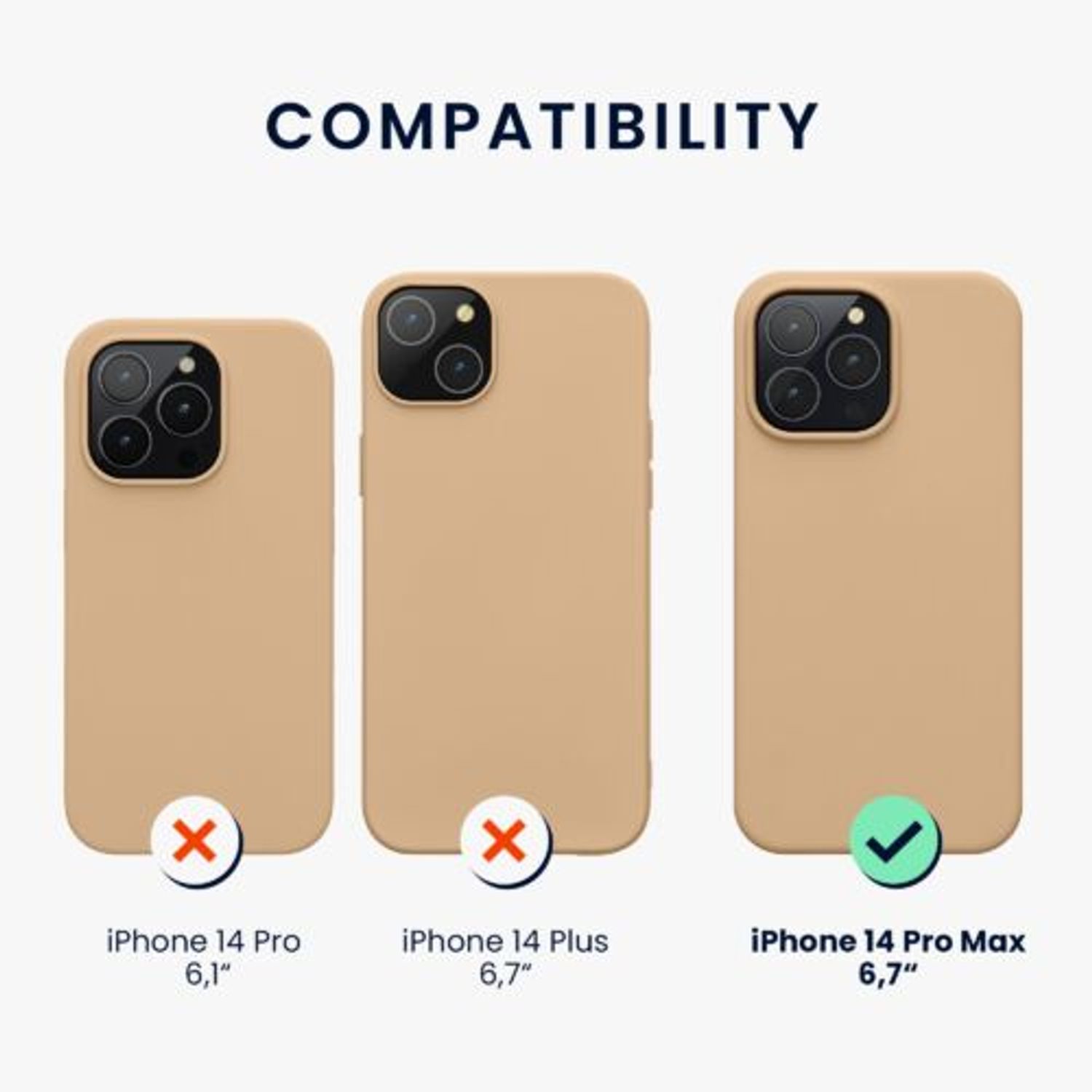 Husa Kwmobile pentru Apple iPhone 14 Pro Max, Silicon, Crem, 59082.154 fotografia produsului View 2 L
