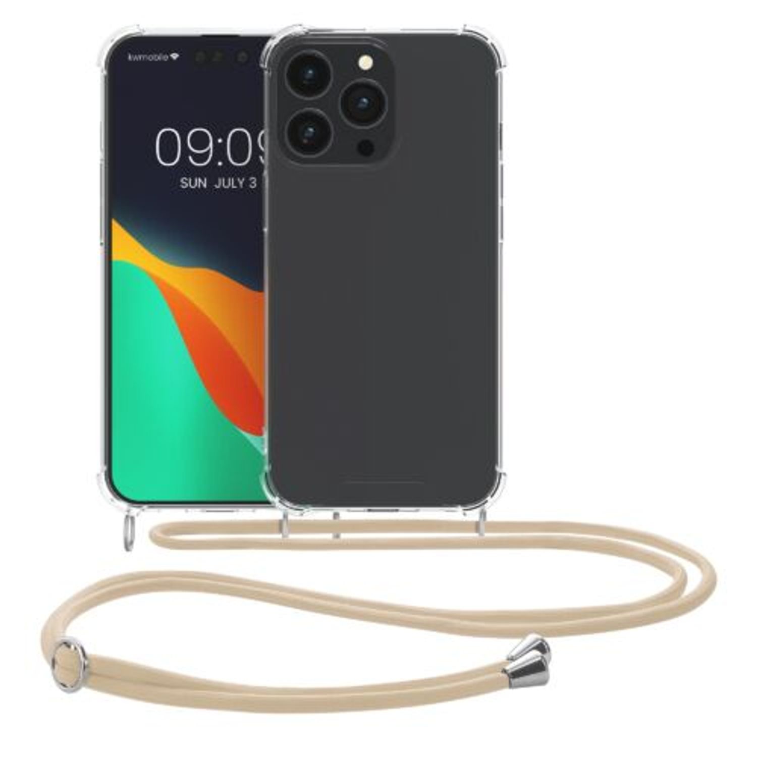 Husa Kwmobile pentru Apple iPhone 14 Pro Max, Silicon, Transparent/Auriu, 59111.21 fotografia produsului