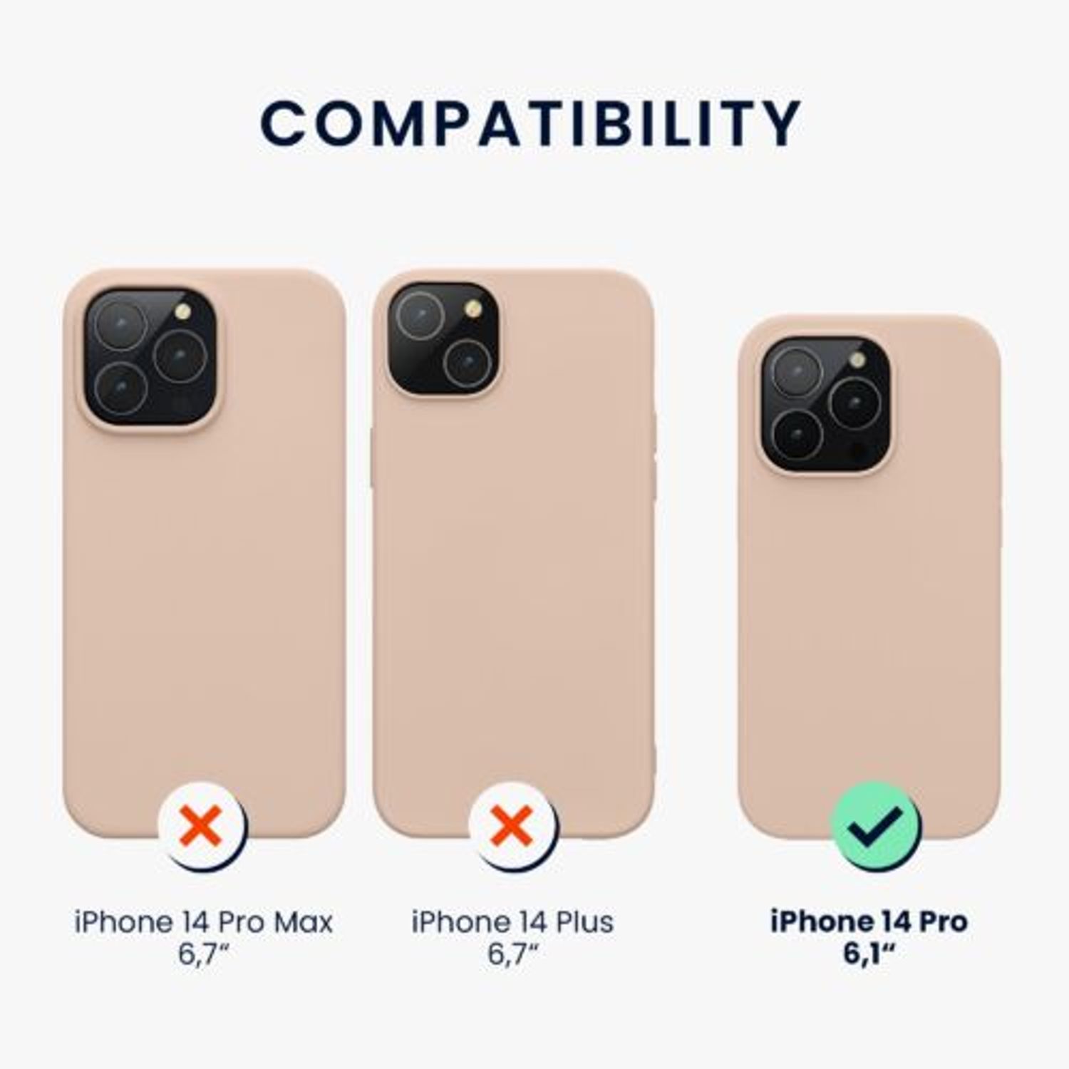 Husa Kwmobile pentru Apple iPhone 14 Pro, Silicon, Crem, 59073.225 fotografia produsului View 2 L
