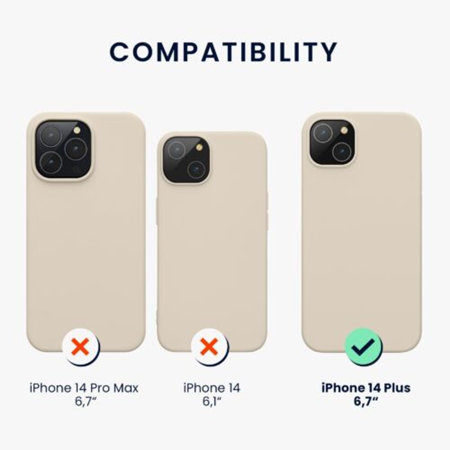 Husa Kwmobile pentru Apple iPhone 14 Plus, Silicon, Crem, 59072.16 fotografia produsului View 2 L