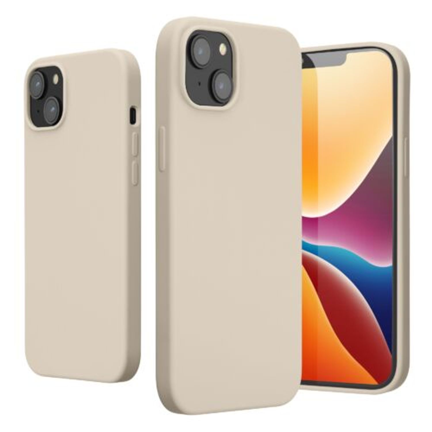 Husa Kwmobile pentru Apple iPhone 14 Plus, Silicon, Crem, 59072.16 fotografia produsului