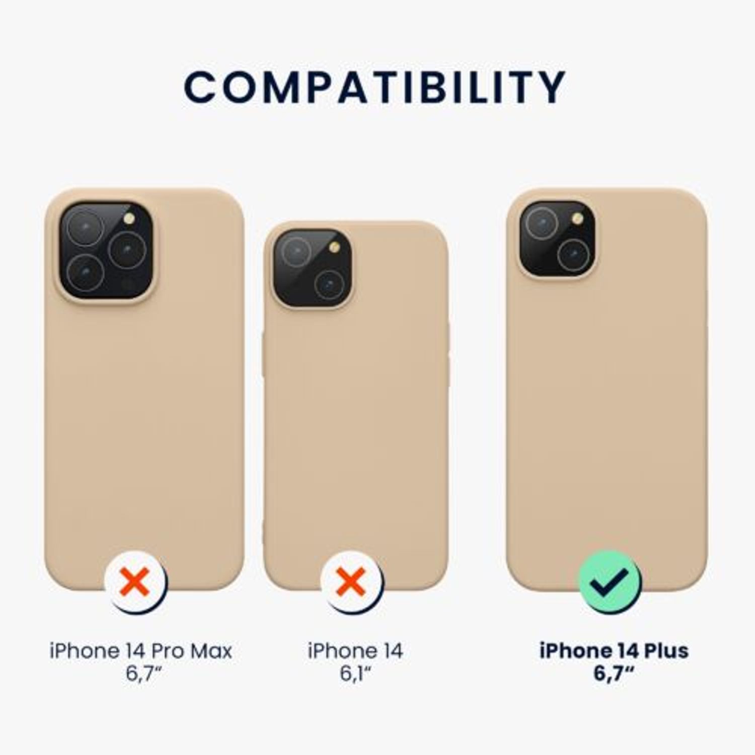 Husa Kwmobile pentru Apple iPhone 14 Plus, Silicon, Crem, 59072.154 fotografia produsului View 2 L