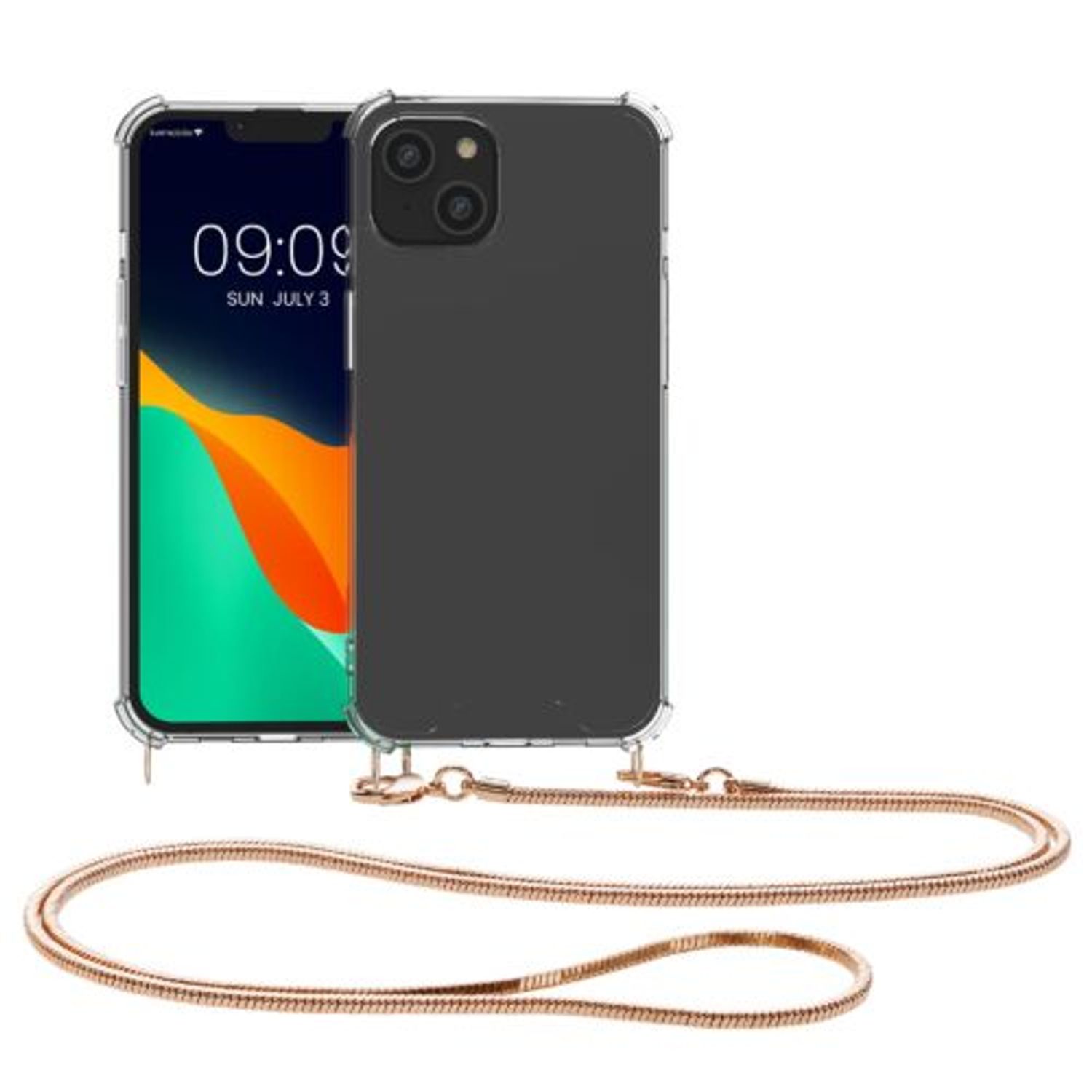 Husa Kwmobile pentru Apple iPhone 14 Plus, Silicon, Transparent/Rose Gold, 59103.81 fotografia produsului