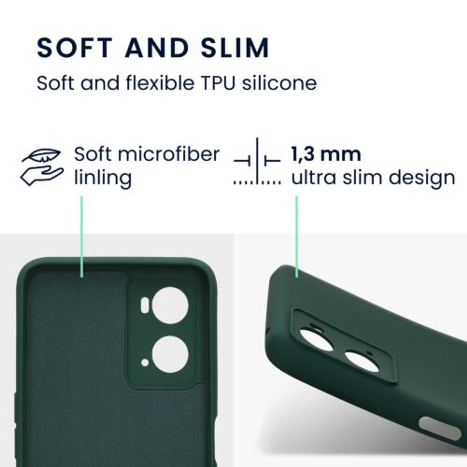 Husa Kwmobile pentru OPPO A76/A96, Silicon, Verde, 59147.169 fotografia produsului View 2 L