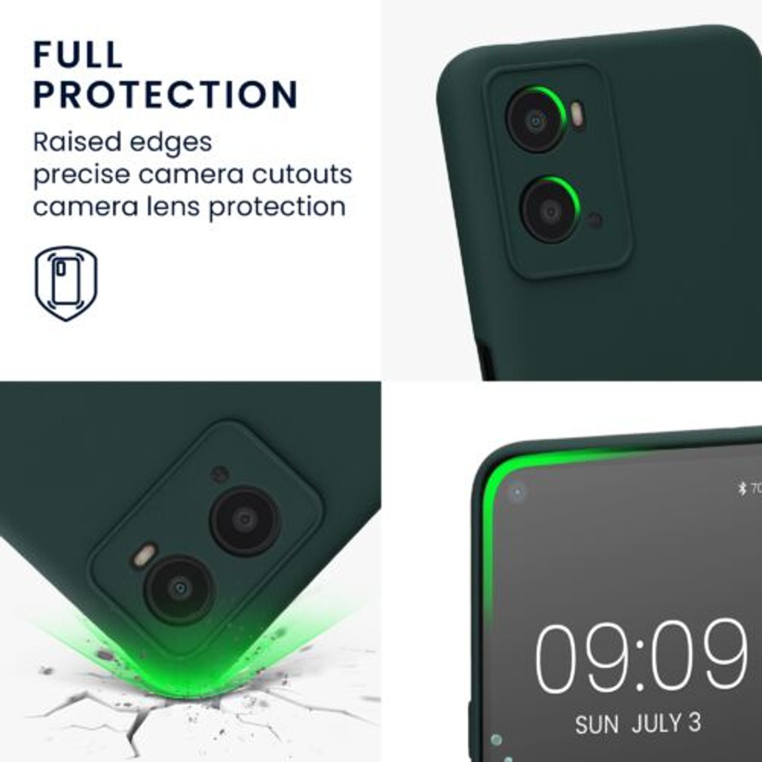 Husa Kwmobile pentru OPPO A76/A96, Silicon, Verde, 59147.169 fotografia produsului View 3 L