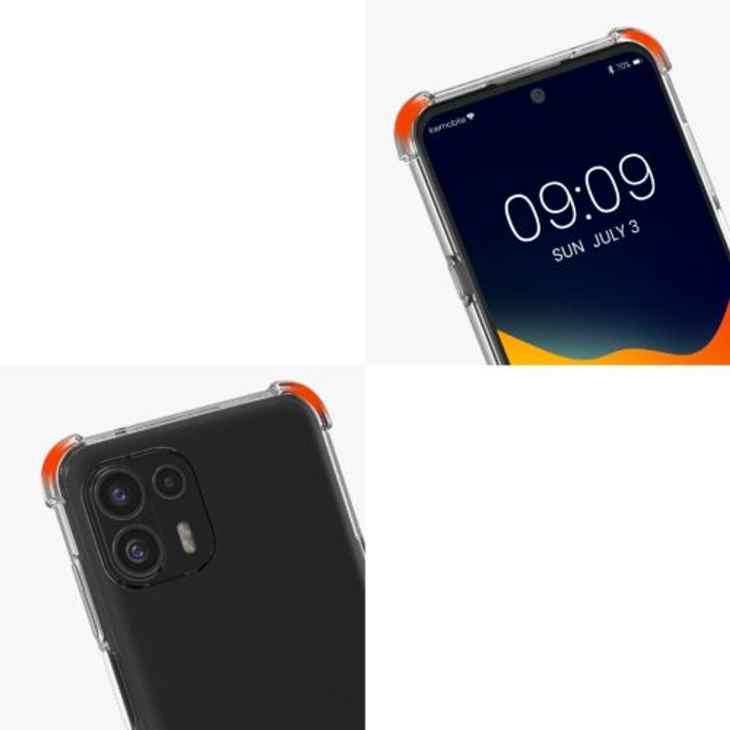 Husa Kwmobile pentru Motorola Edge 20 Lite, Silicon, Transparent/Auriu, 59573.21 fotografia produsului View 8 L