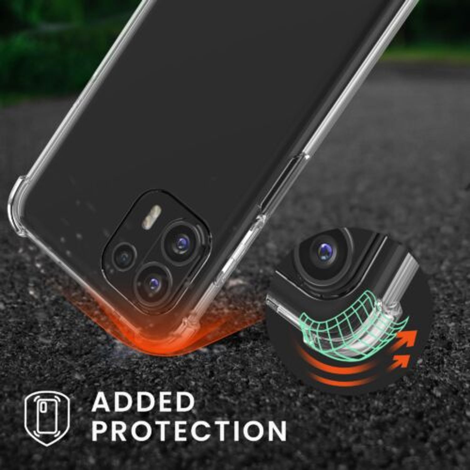 Husa Kwmobile pentru Motorola Edge 20 Lite, Silicon, Transparent/Auriu, 59573.21 fotografia produsului View 2 L