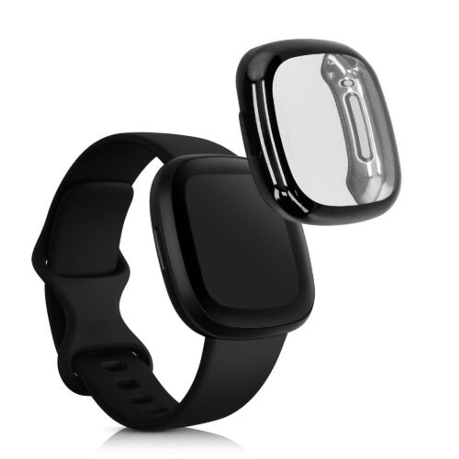 Set 2 huse pentru Fitbit Versa 3/Sense, Silicon, Negru, 53390.02 fotografia produsului View 2 L