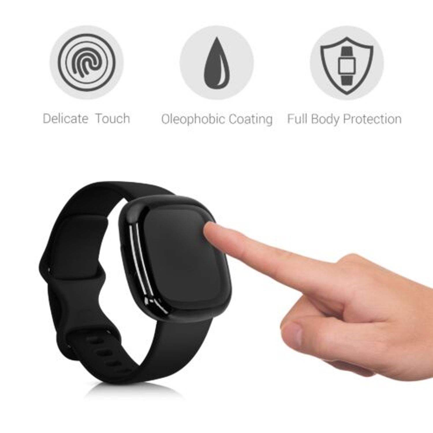 Set 2 huse pentru Fitbit Versa 3/Sense, Silicon, Negru, 53390.02 fotografia produsului View 4 L