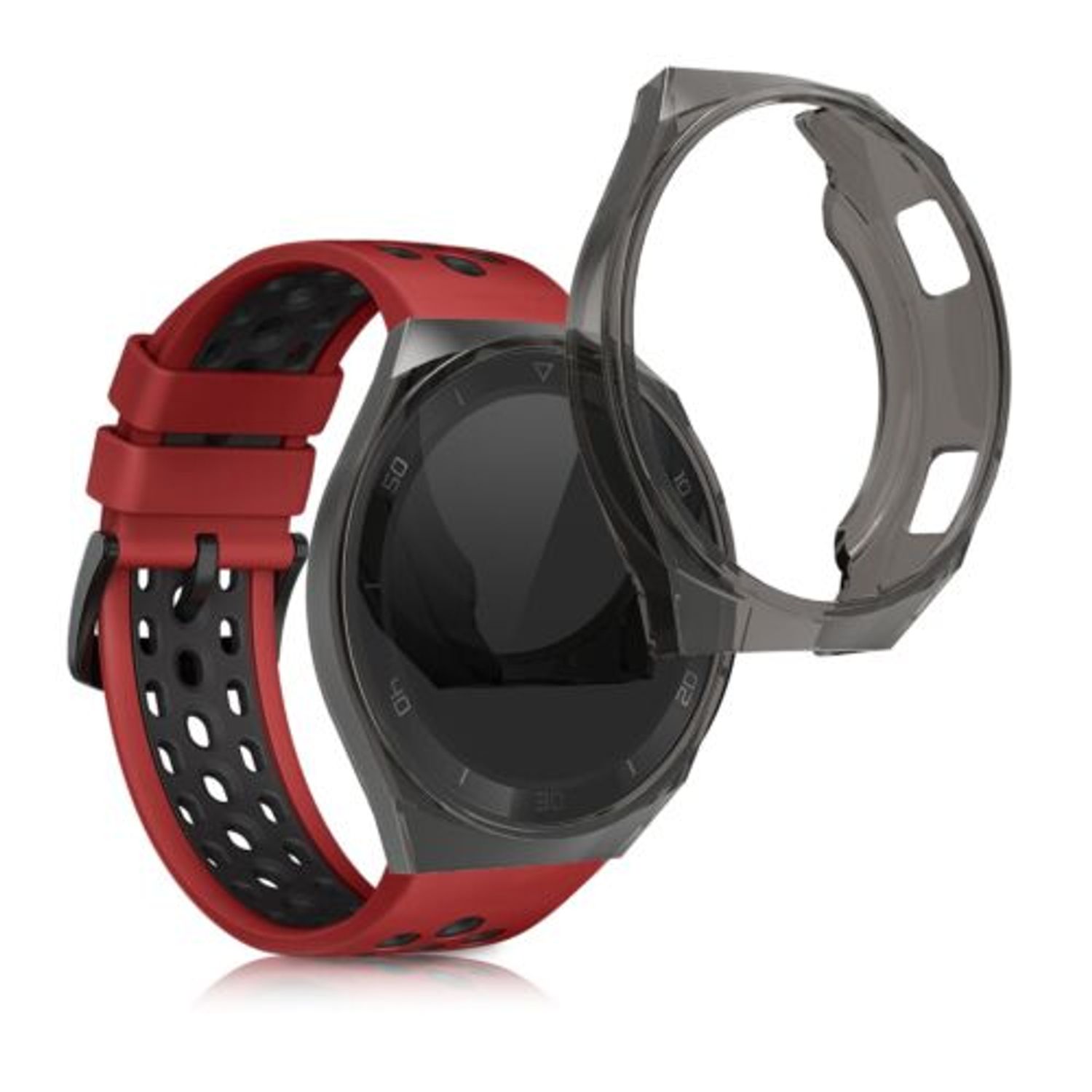 Set 2 huse pentru Huawei Watch GT 2e, Silicon, Negru, 52670.02 fotografia produsului View 2 L
