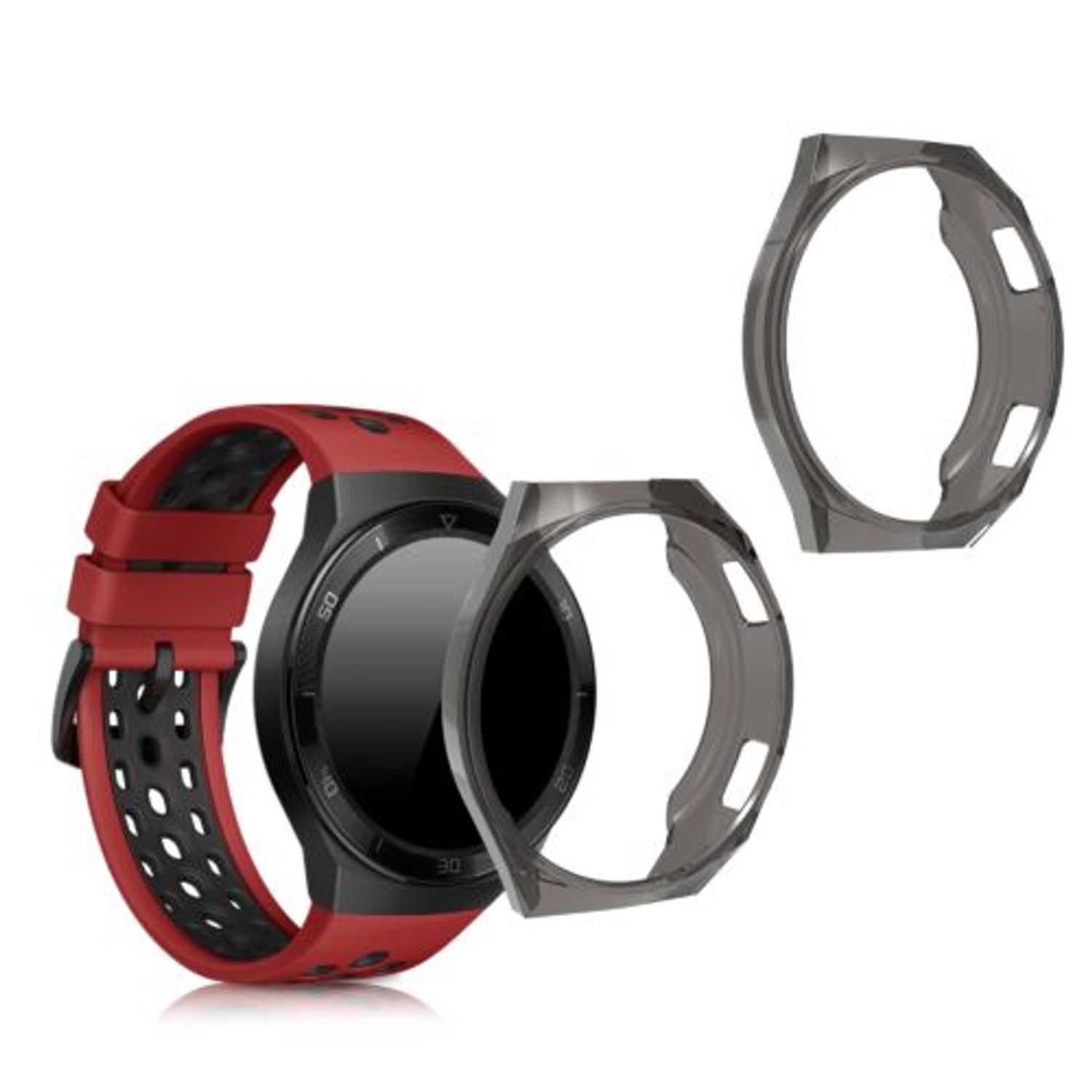 Set 2 huse pentru Huawei Watch GT 2e, Silicon, Negru, 52670.02 fotografia produsului
