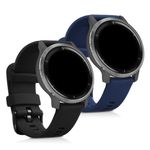 Set 2 Curele pentru Garmin Venu 2S, Kwmobile, Silicon, Negru/Albastru, 55152.01 fotografia produsului