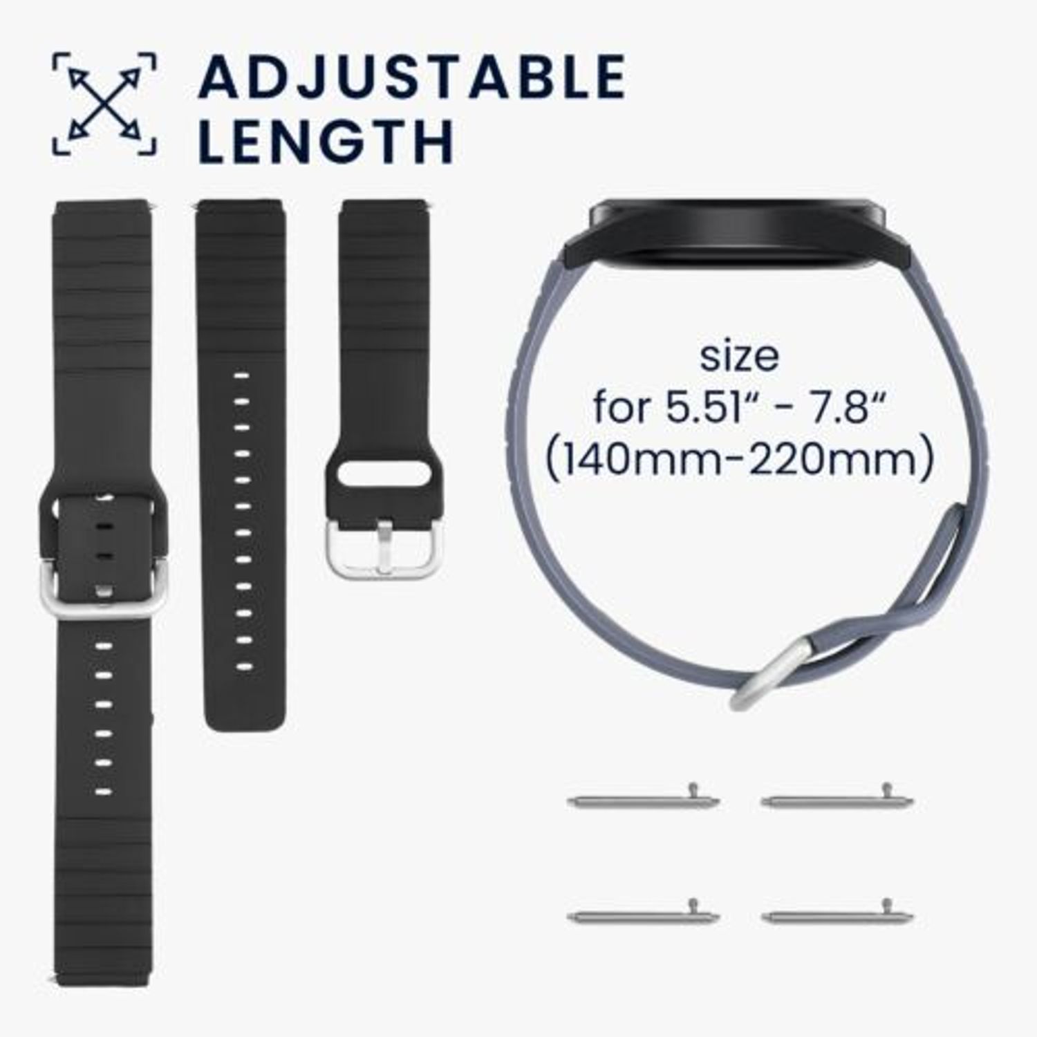 Set 2 curele pentru Willful Smartwatch/Fitnesstracker, Kwmobile, Negru/Gri, Silicon, 56230.02 fotografia produsului View 7 L