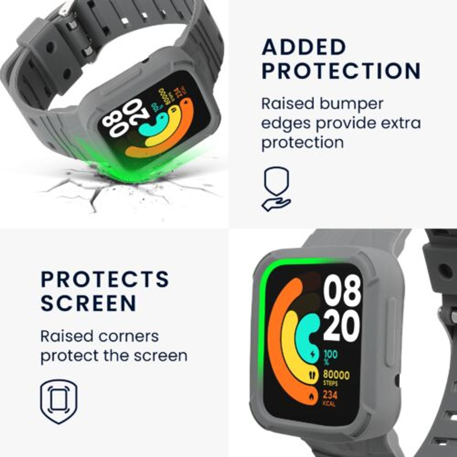 Curea pentru Xiaomi POCO Watch, Kwmobile, Gri, Silicon, 58920.22 fotografia produsului View 4 L