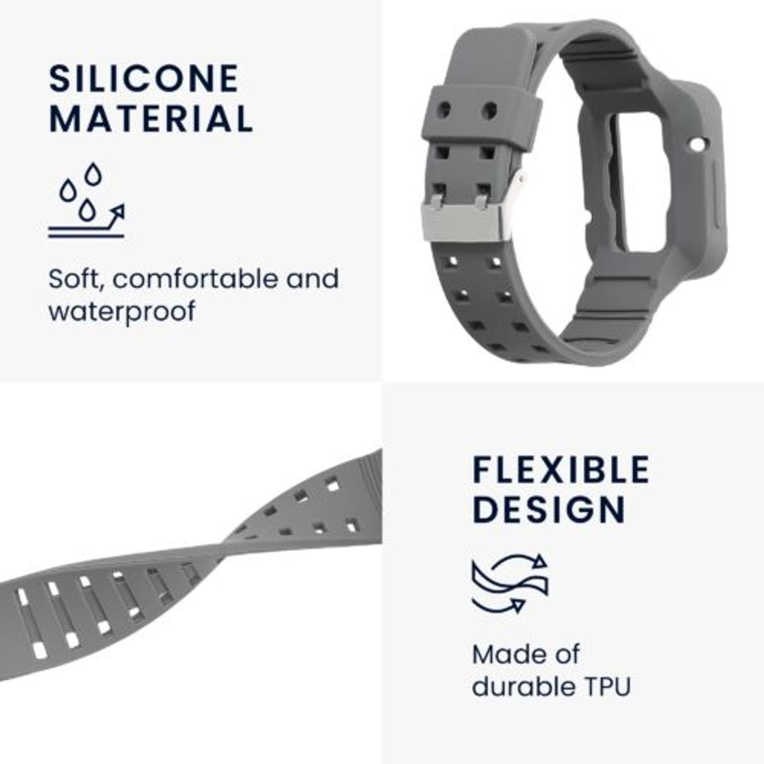 Curea pentru Xiaomi POCO Watch, Kwmobile, Gri, Silicon, 58920.22 fotografia produsului View 5 L
