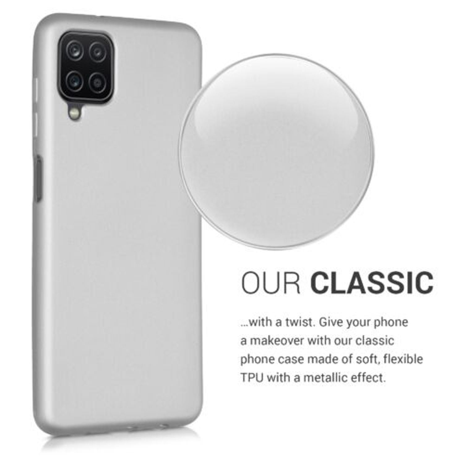 Husa pentru Samsung Galaxy A12, Silicon, Silver, 54052.67 fotografia produsului View 4 L