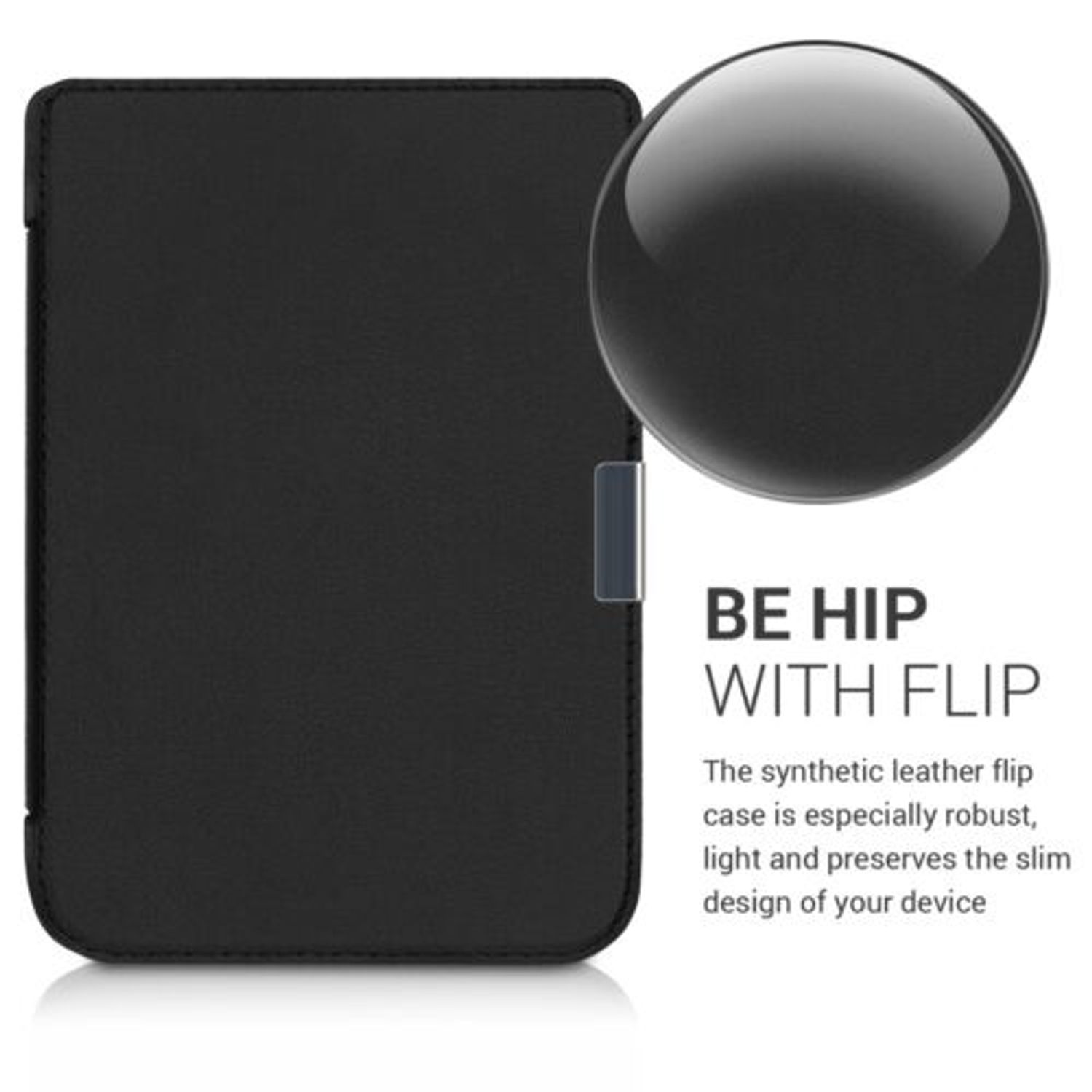 Husa pentru PocketBook Touch Lux 4/Basic Lux 2/Touch HD 3, Piele ecologica, Negru, 46215.01 fotografia produsului View 3 L