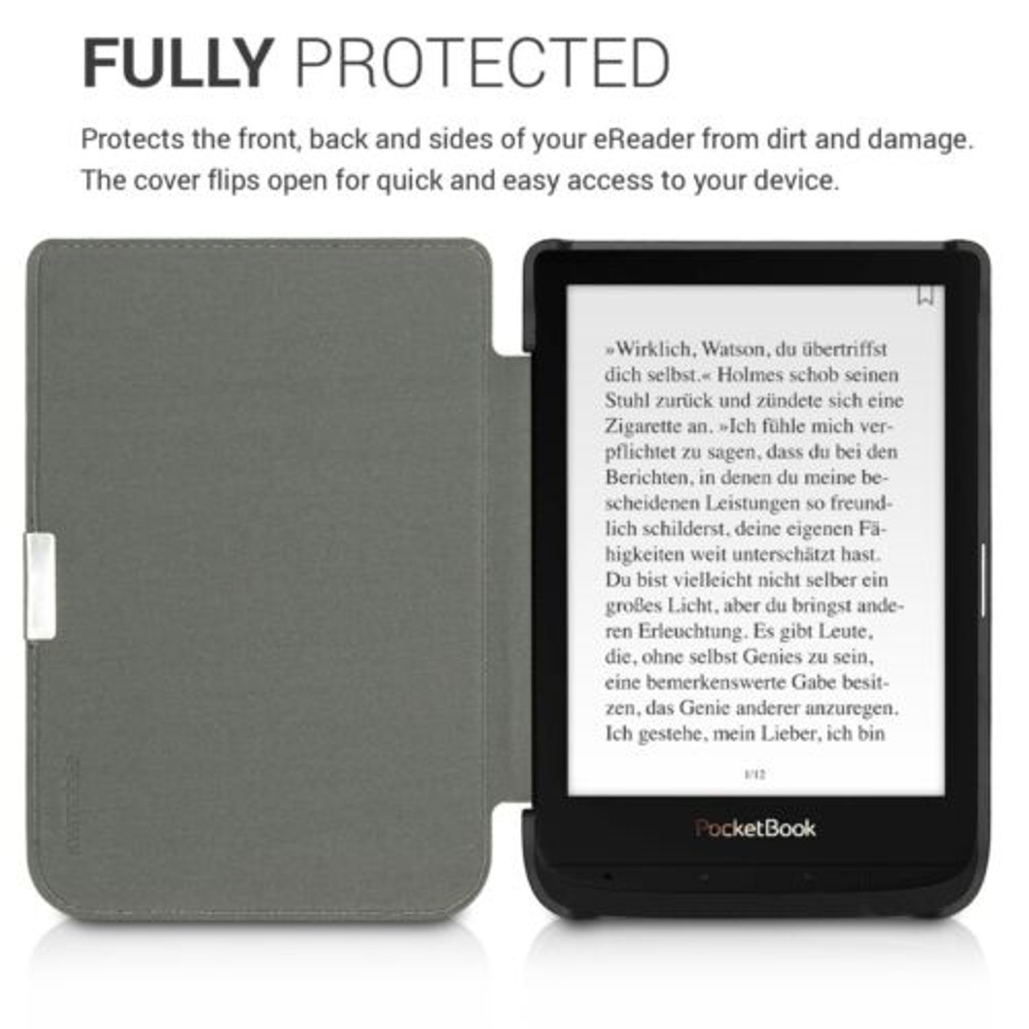 Husa pentru PocketBook Touch Lux 4/Basic Lux 2/Touch HD 3, Piele ecologica, Negru, 46215.01 fotografia produsului View 6 L