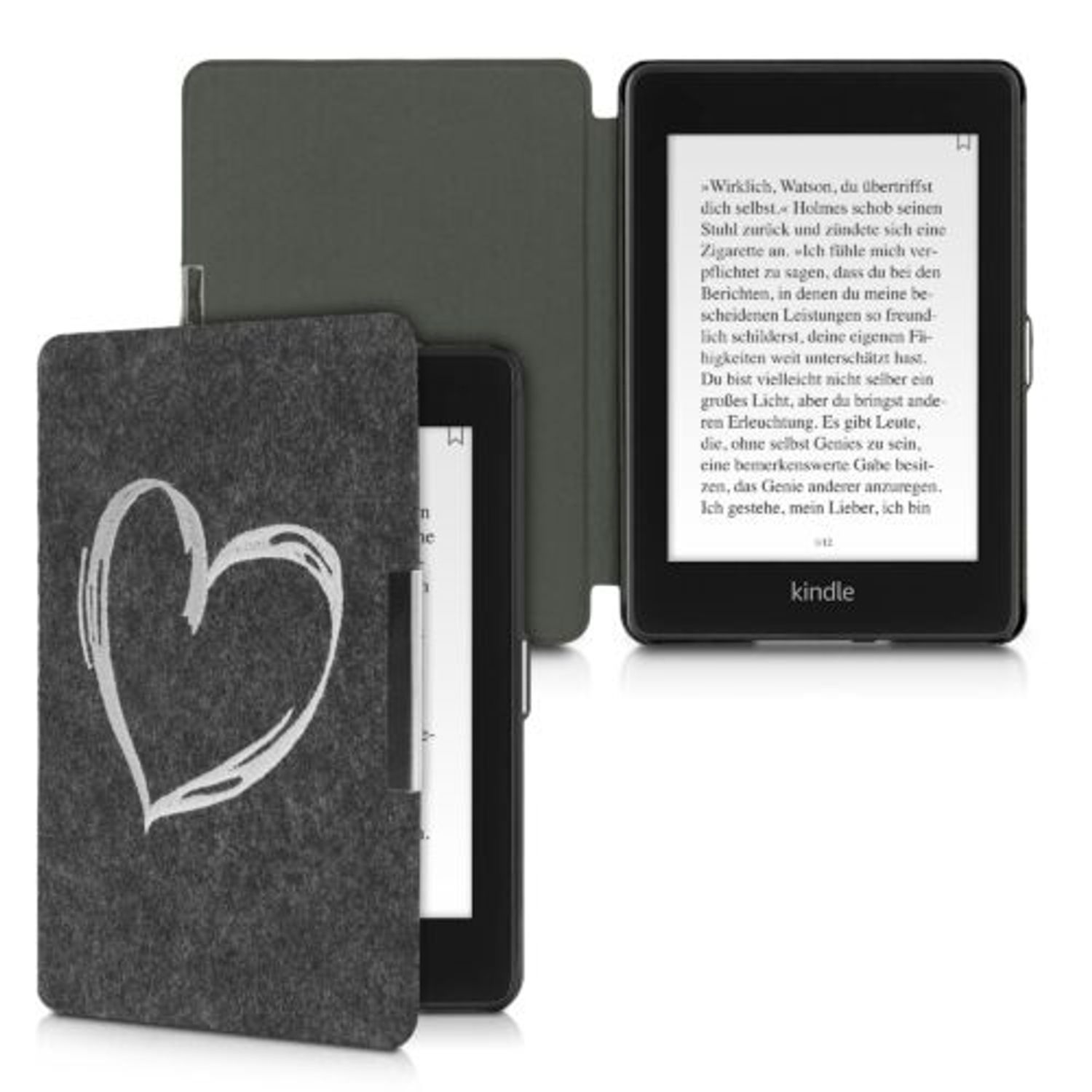 Husa pentru Kindle Paperwhite 10, Textil, Gri, Kwmobile, 48489.10 fotografia produsului View 2 L