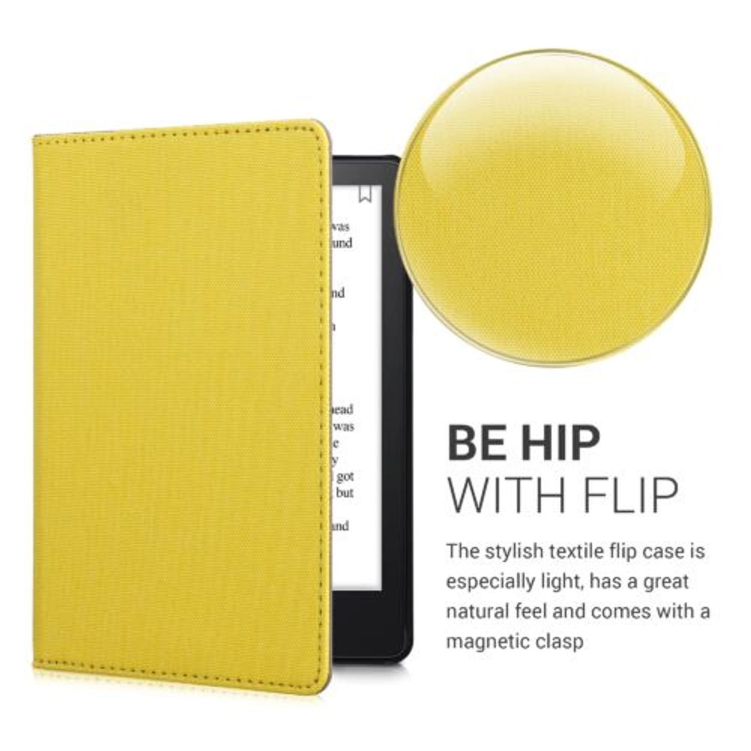 Husa pentru Amazon Kindle Paperwhite 11, Kwmobile, Galben, Textil, 57160.06 fotografia produsului View 3 L