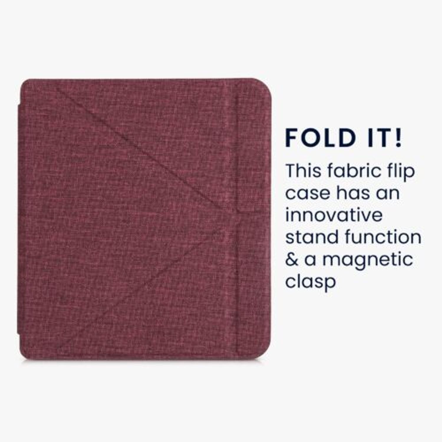 Husa pentru Kobo Libra 2, Kwmobile, Rosu, Textil, 56582.09 fotografia produsului View 3 L