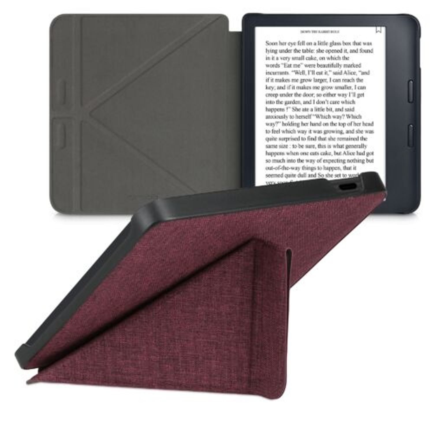 Husa pentru Kobo Libra 2, Kwmobile, Rosu, Textil, 56582.09 fotografia produsului View 2 L