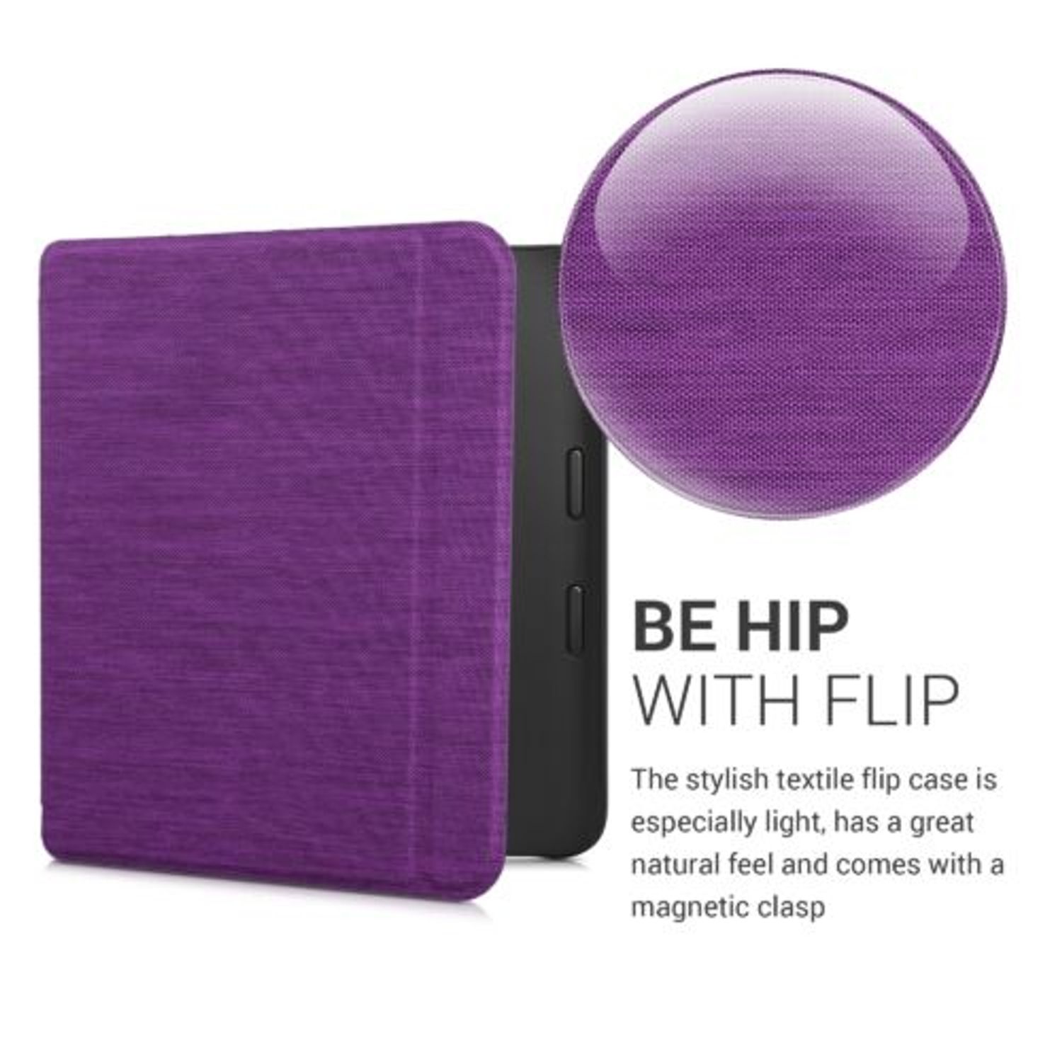 Husa pentru Kobo Libra 2, Kwmobile, Mov, Textil, 57173.38 fotografia produsului View 6 L