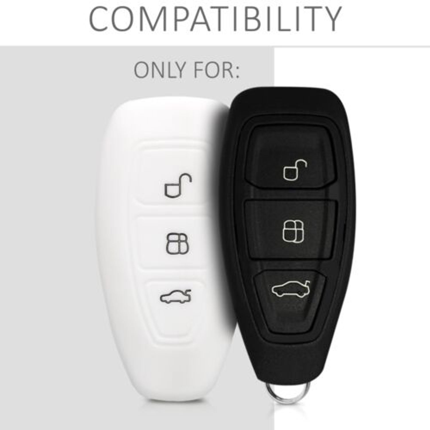 Husa Cheie Auto pentru Ford, 3 Butoane, Keyless Go, Silicon, Alb, 44708.04 fotografia produsului View 5 L