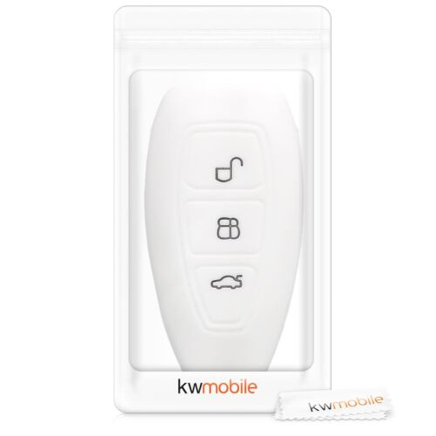 Husa Cheie Auto pentru Ford, 3 Butoane, Keyless Go, Silicon, Alb, 44708.04 fotografia produsului View 6 L