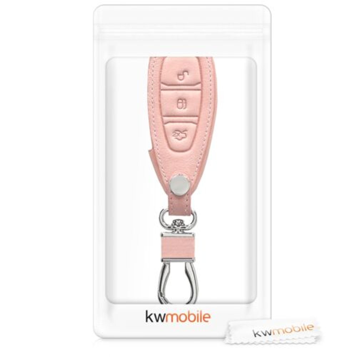 Husa Cheie Auto pentru Ford, 3 Butoane, Keyless Go, Piele ecologica, Rose Gold, 42990.81 fotografia produsului View 7 L