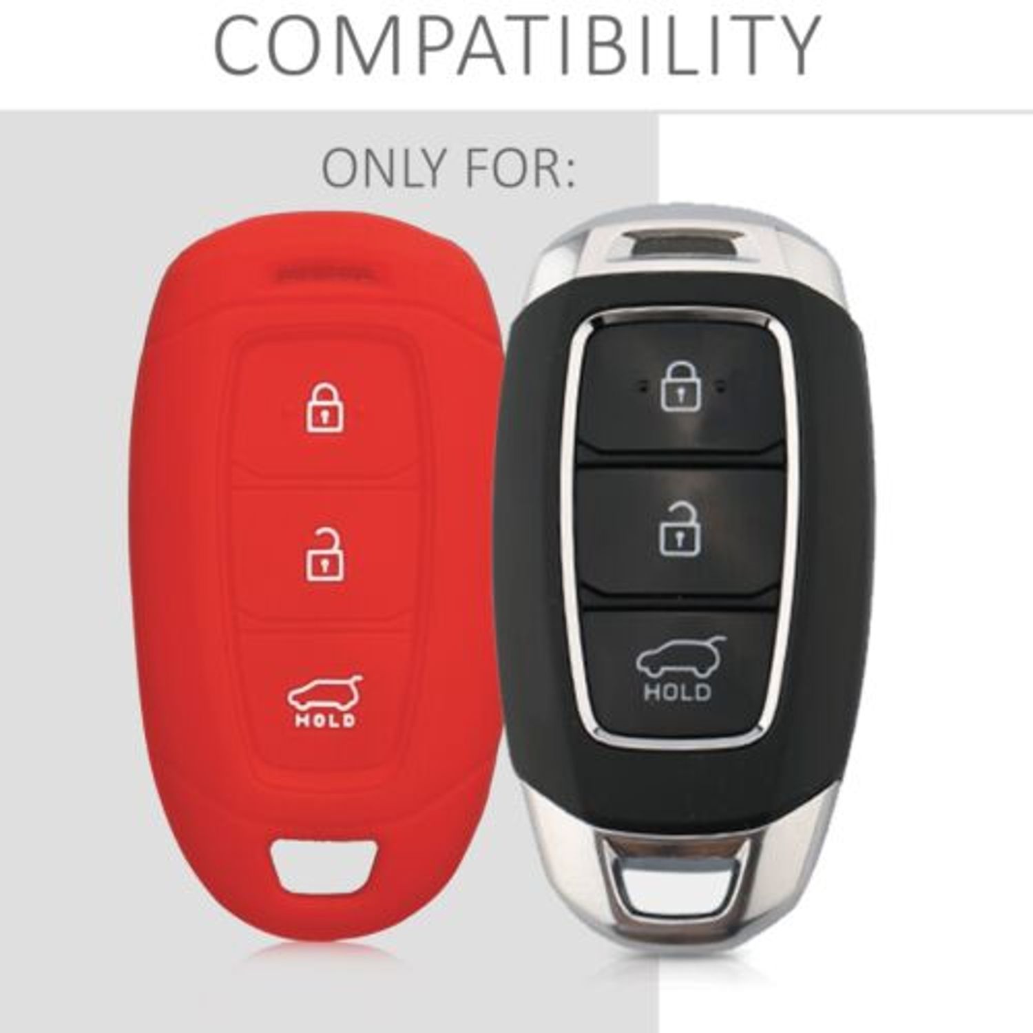Husa Cheie Auto pentru Hyundai, 3 Butoane, Keyless Go, Silicon, Rosu, 46792.09 fotografia produsului View 6 L