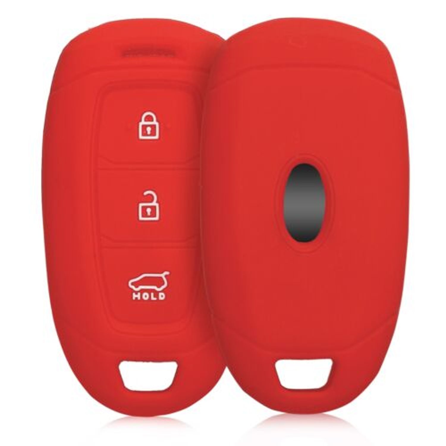 Husa Cheie Auto pentru Hyundai, 3 Butoane, Keyless Go, Silicon, Rosu, 46792.09 fotografia produsului