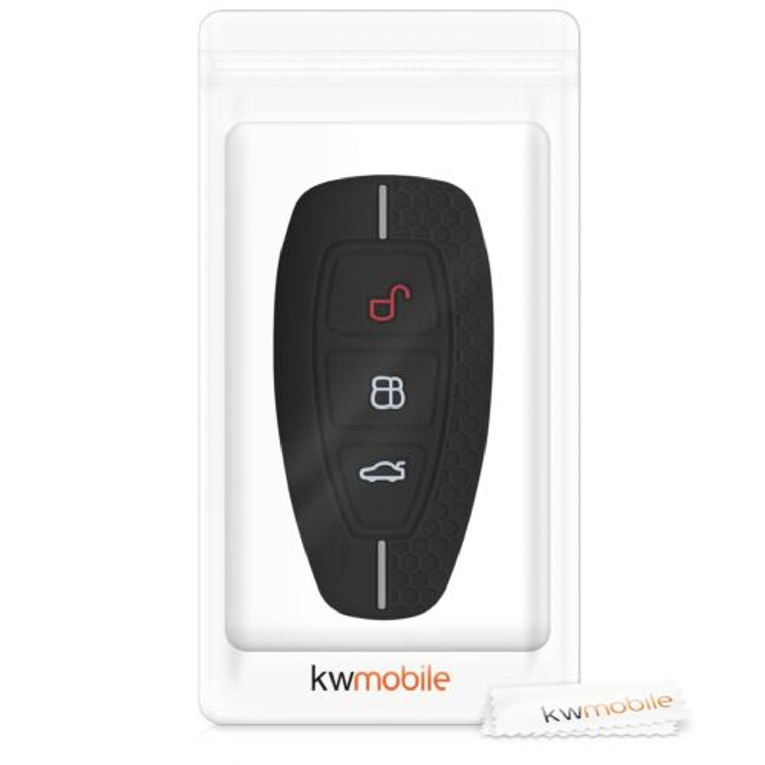 Husa Cheie Auto pentru Ford, 3 Butoane, Keyless Go, Silicon, Negru, 53133.05 fotografia produsului View 7 L