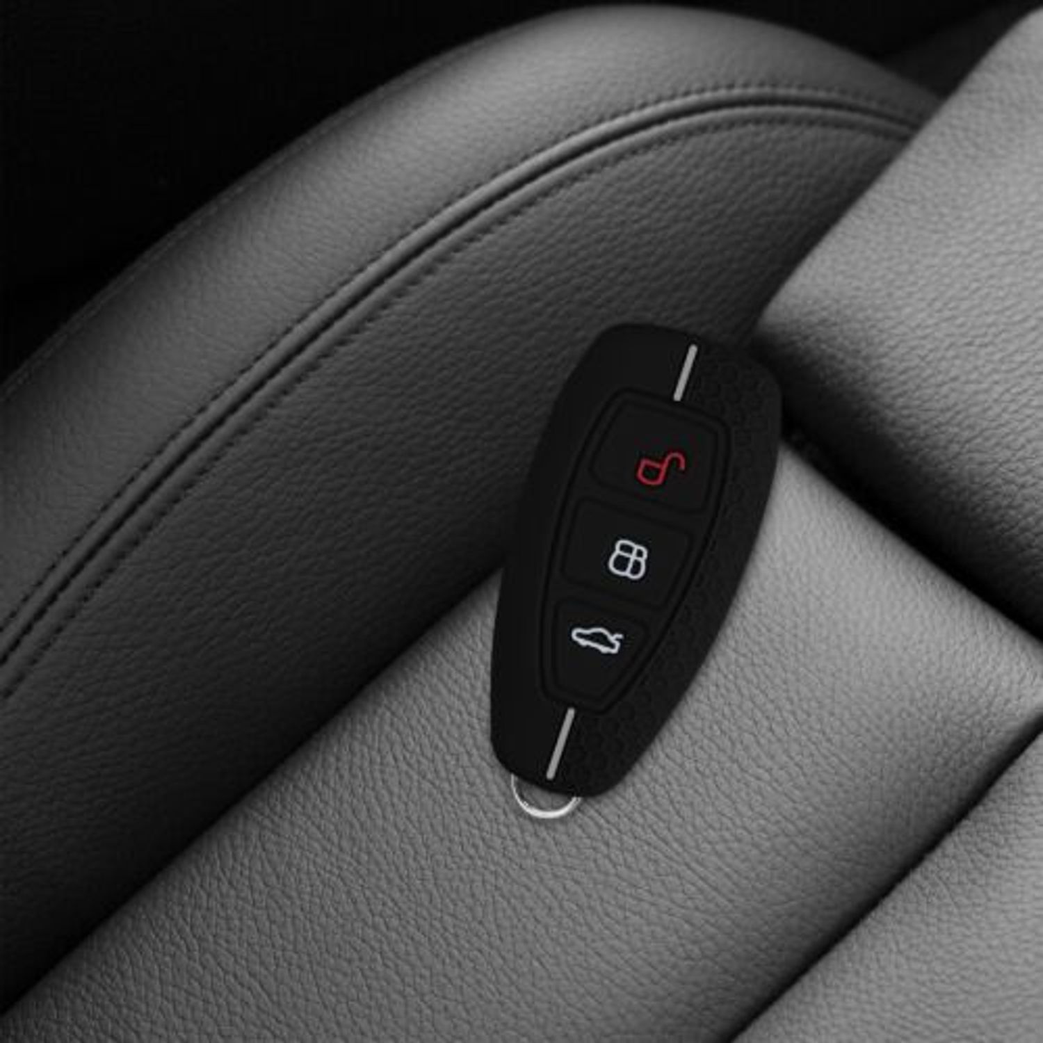 Husa Cheie Auto pentru Ford, 3 Butoane, Keyless Go, Silicon, Negru, 53133.05 fotografia produsului View 3 L