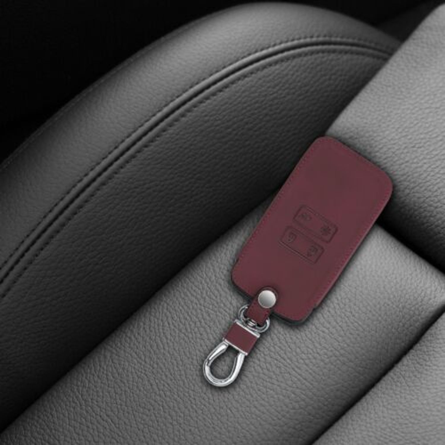 Husa Cheie Auto pentru Renault/Dacia, 4 Butoane, Keyless Go, Piele nabuc, Rosu, 48564.20 fotografia produsului View 3 L