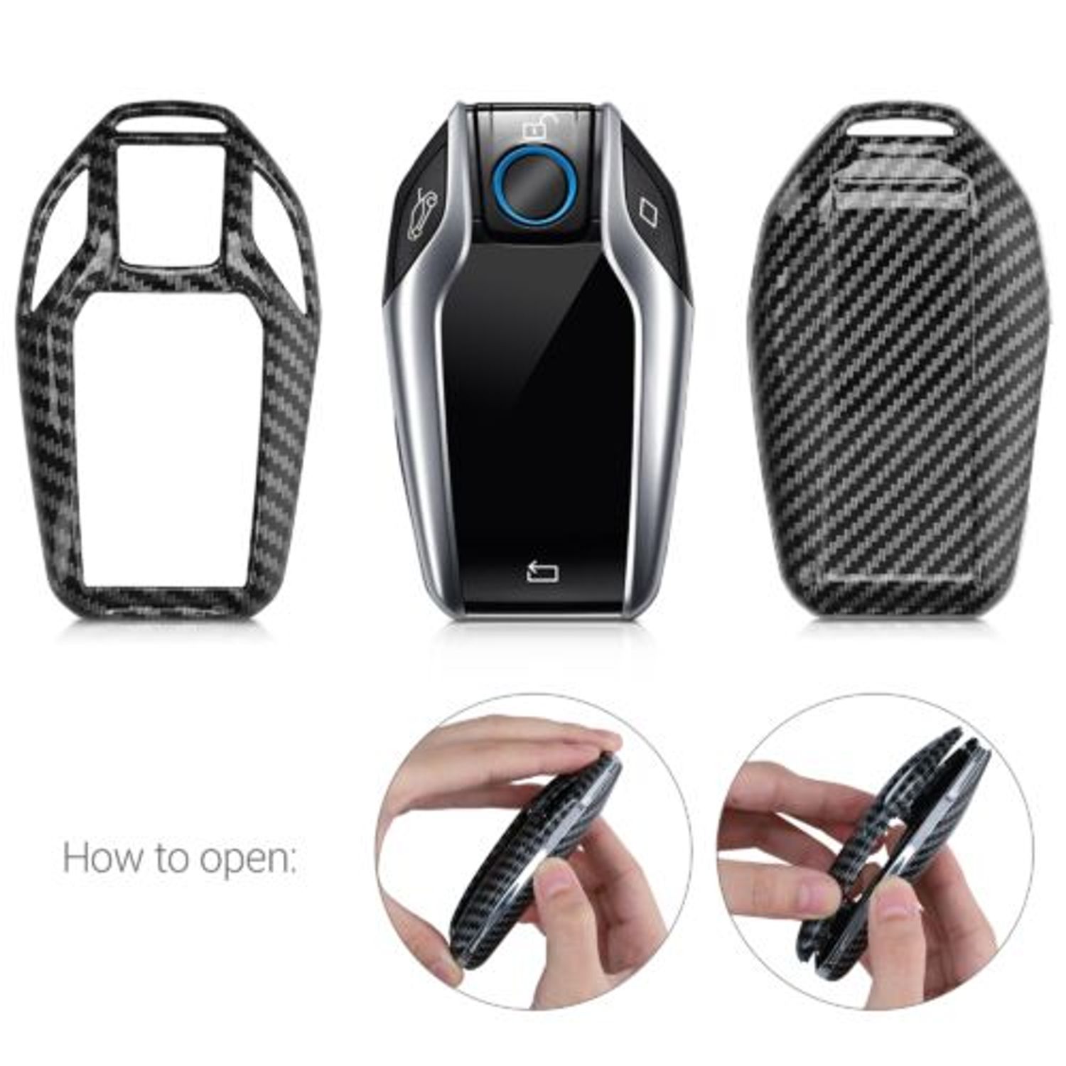 Husa Cheie Auto pentru BMW, Display, Plastic, Negru, 49672.01 fotografia produsului View 4 L