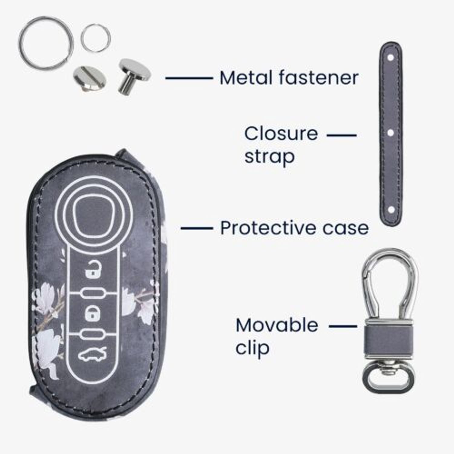 Husa Cheie Auto pentru Fiat/Lancia, 3 Butoane, Kwmobile, Piele ecologica, Multicolor, 46923.06 fotografia produsului View 5 L