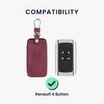 Husa Cheie Auto pentru Renault 4 Butoane - Smart Key, Kwmobile, Rosu, Piele ecologica, 48565.22 fotografia produsului View 6 S