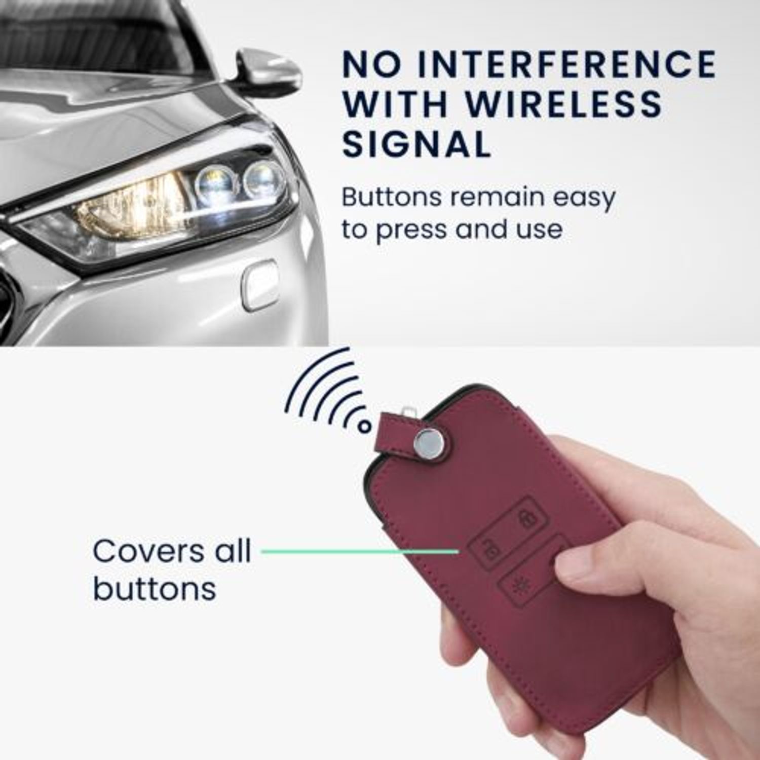 Husa Cheie Auto pentru Renault 4 Butoane - Smart Key, Kwmobile, Rosu, Piele ecologica, 48565.22 fotografia produsului View 3 L