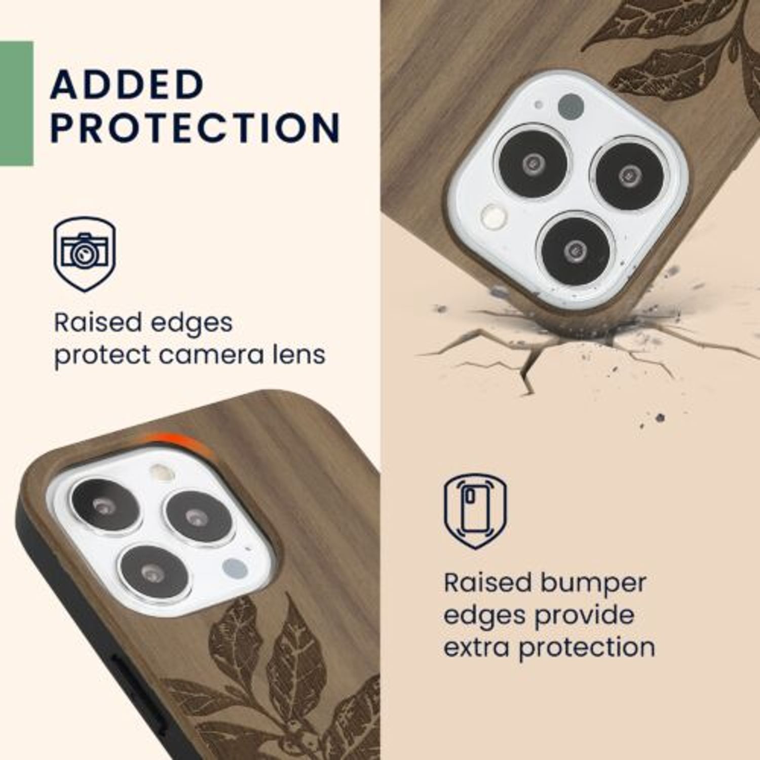Husa Kwmobile pentru Apple iPhone 13 Pro, Lemn, Maro, 55967.09 fotografia produsului View 3 L