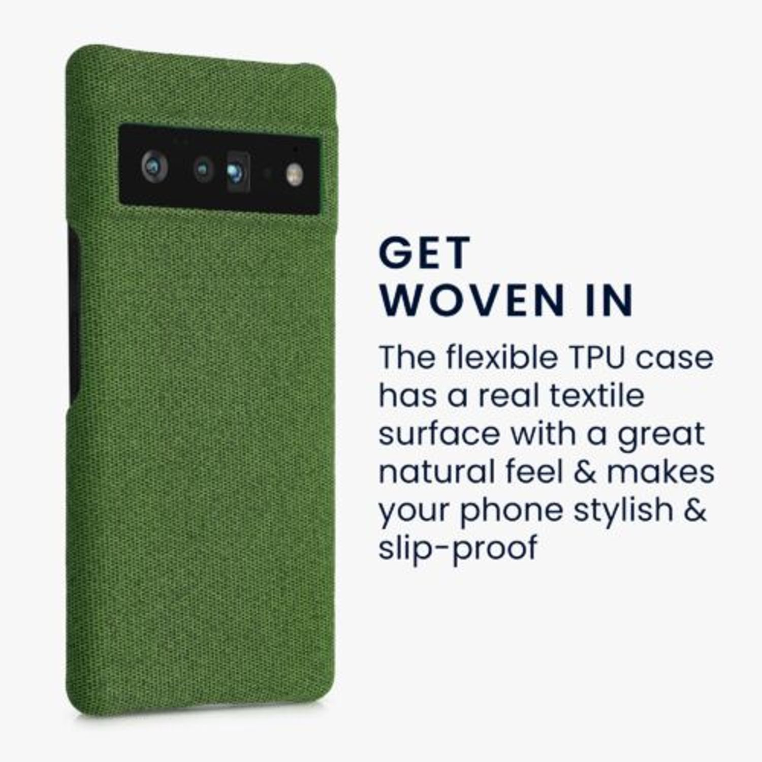 Husa pentru Google Pixel 6 Pro, Textil, Verde, 56945.07, Kwmobile fotografia produsului View 4 L