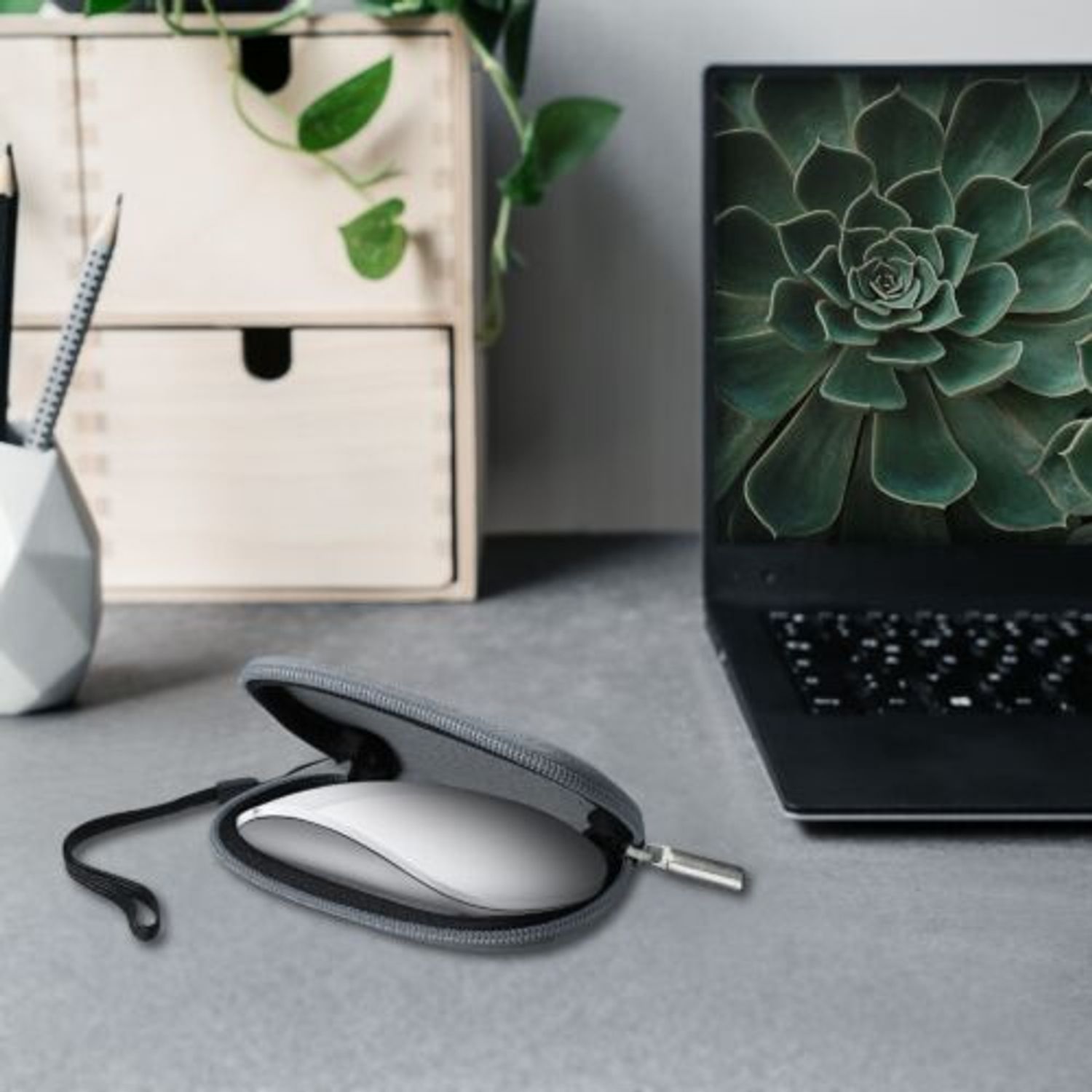 Husa pentru mouse Apple Magic Mouse 2/Magic Mouse 1, Kwmobile, Gri, Neopren, 51117.155 fotografia produsului View 6 L