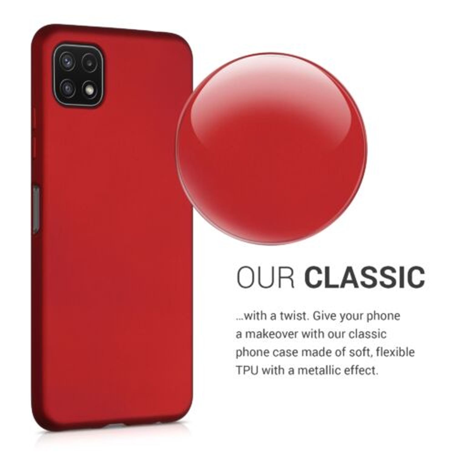 Husa pentru Samsung Galaxy A22 5G, Silicon, Rosu, 55247.36 fotografia produsului View 4 L
