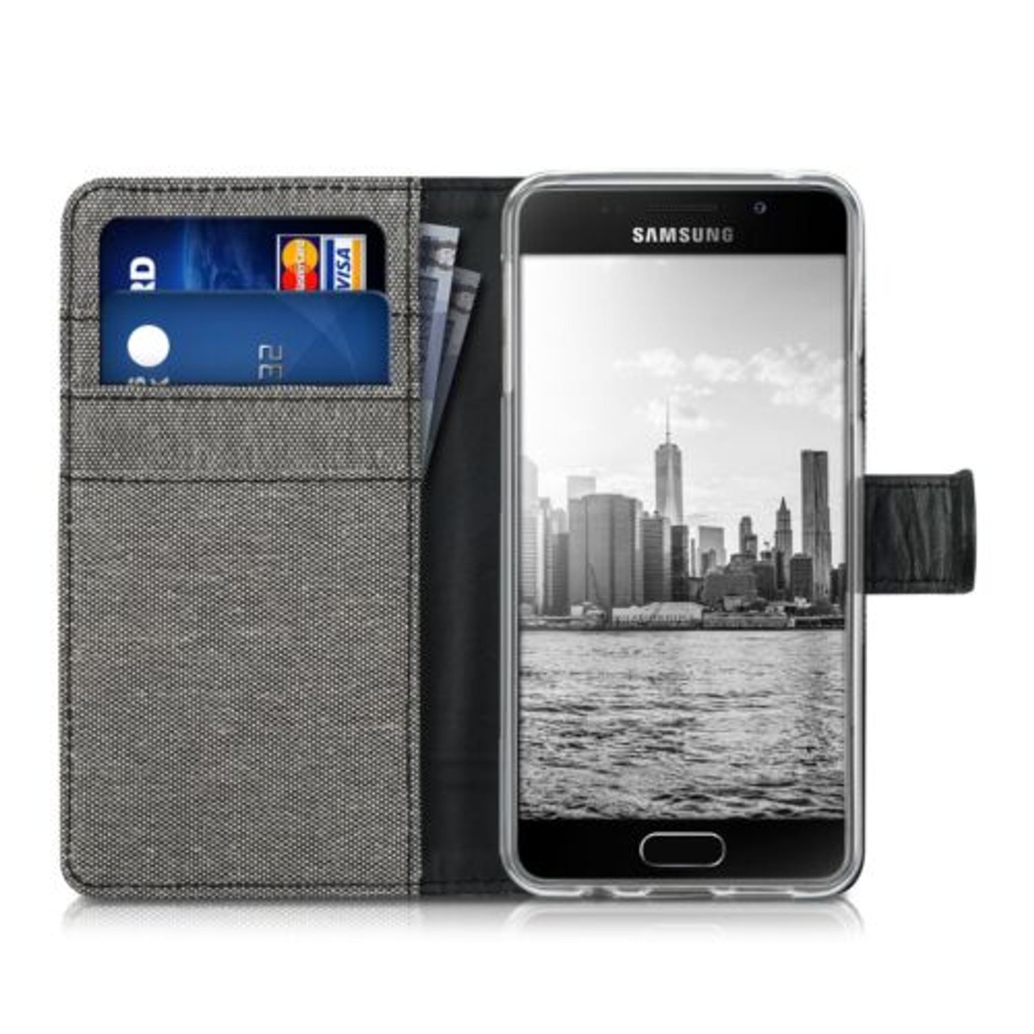 Husa pentru Samsung Galaxy A3 (2016), Textil, Gri, 39024.22 fotografia produsului View 8 L