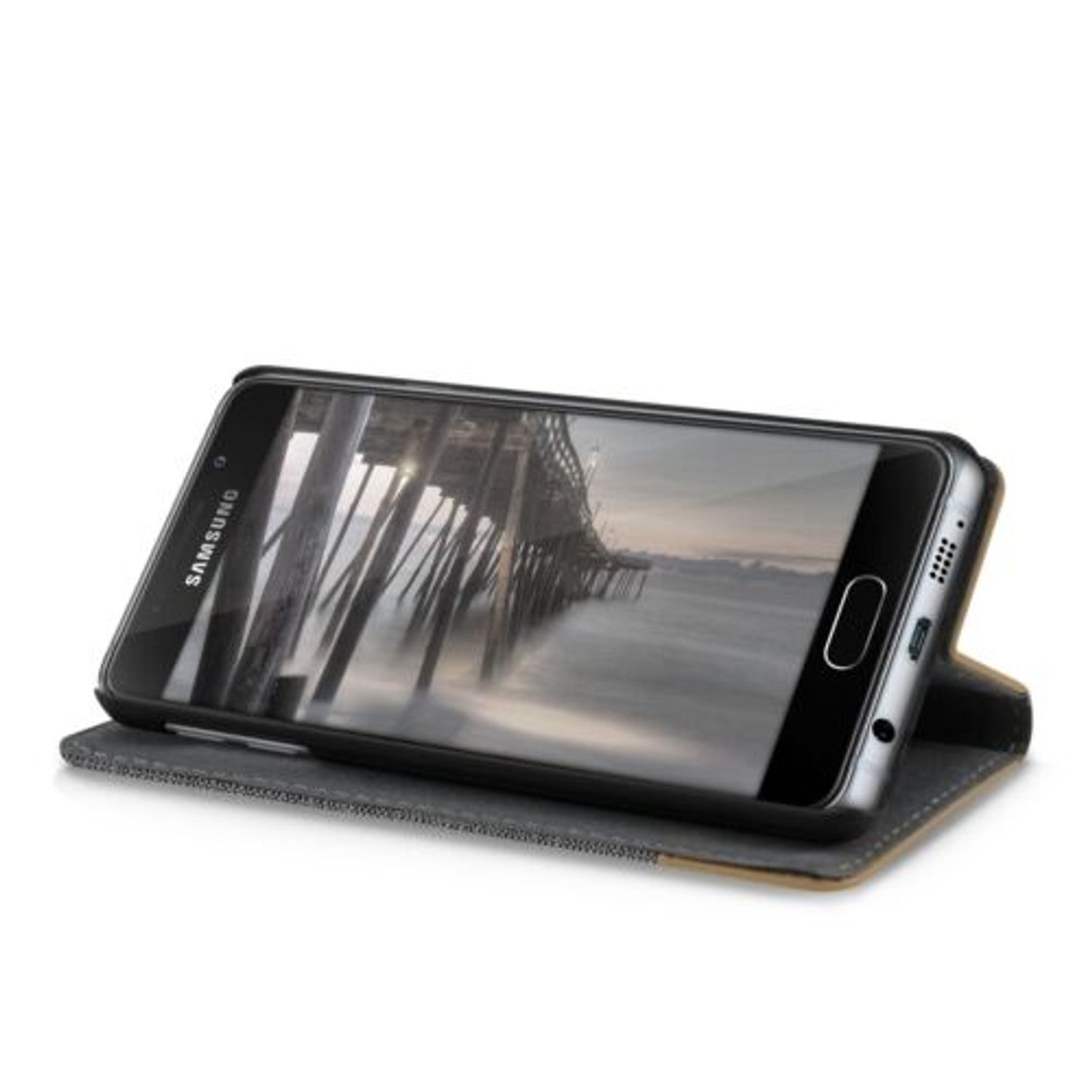 Husa pentru Samsung Galaxy A3 (2016), Textil, Gri, 37863.03 fotografia produsului View 9 L