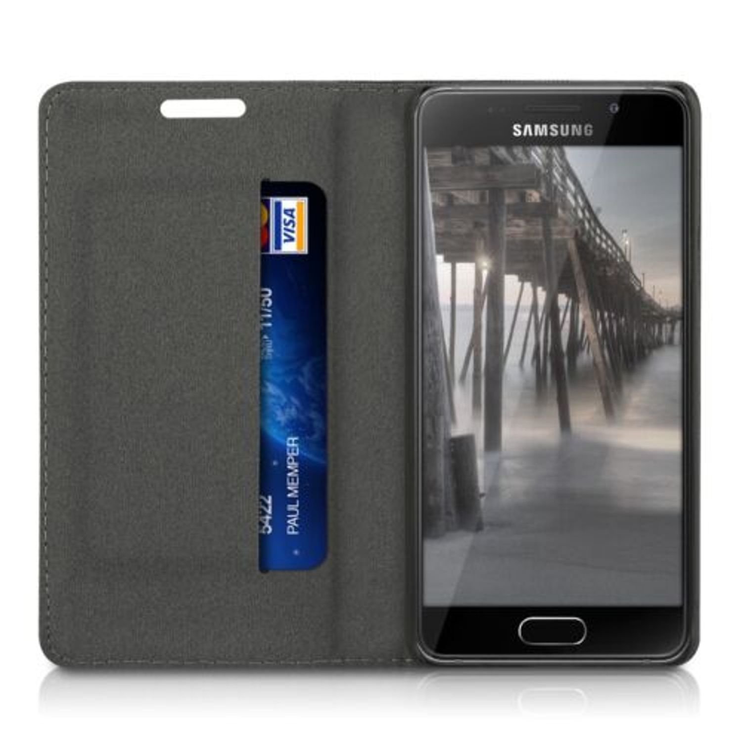 Husa pentru Samsung Galaxy A3 (2016), Textil, Gri, 37863.03 fotografia produsului View 8 L