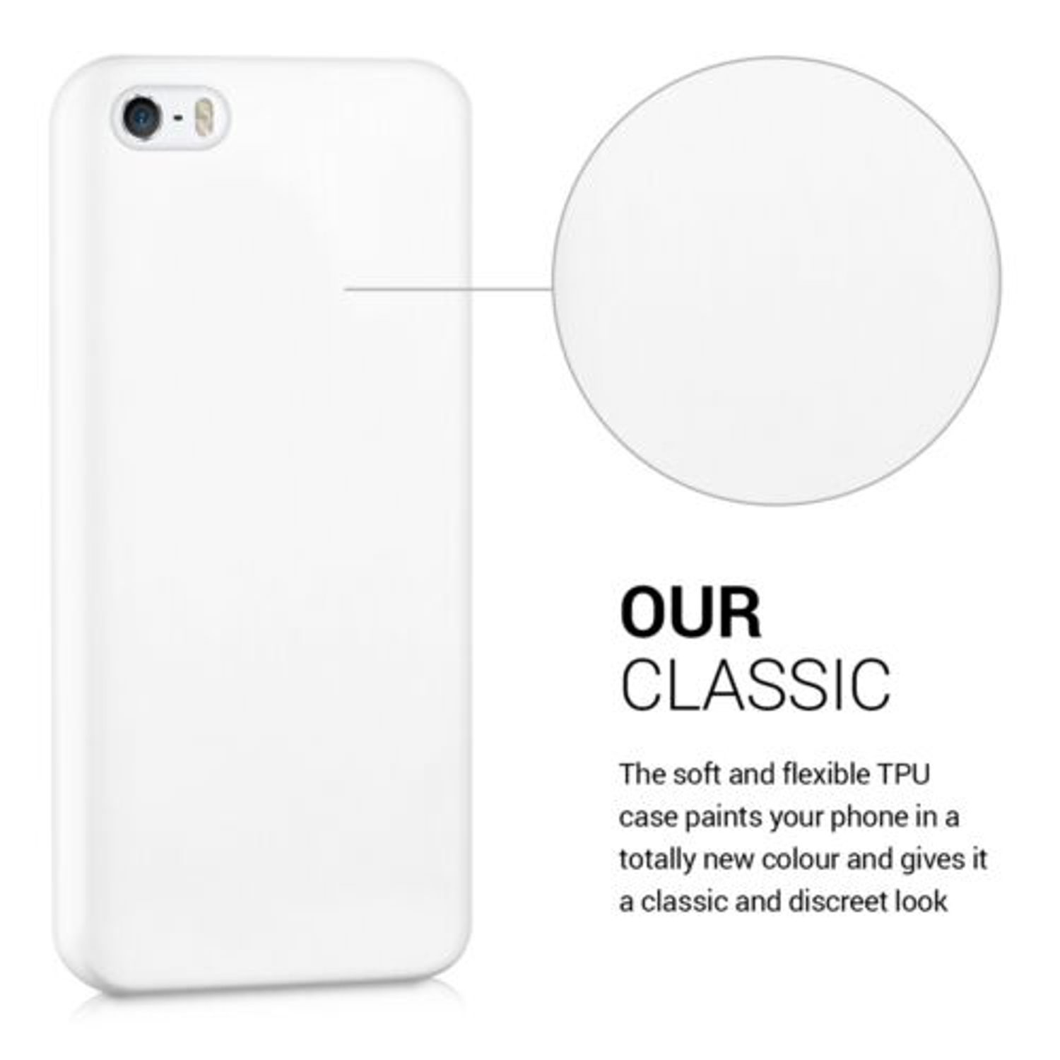 Husa pentru Apple iPhone 5/iPhone 5s/iPhone SE, Silicon, Alb, 33098.02 fotografia produsului View 4 L
